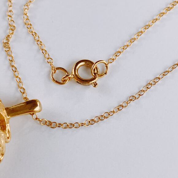 VTG Brutalist Jade Pendant Necklace Gold Filled Chain Medallion Dead Stock Gift - Picture 12 of 13